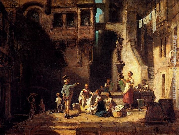 Carl Spitzweg Wascherinnen am Brunnen